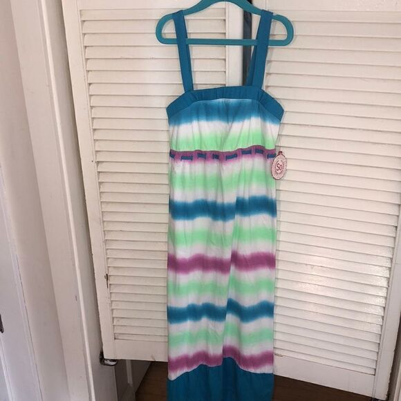 NWT Hi Low Blue Jewel tie dye maxi w/Retro Boho Vibe by So —-100% Cotton. - Picture 1 of 8